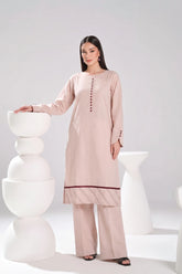 2 PIECE SOLID LAWN SUIT – ALMOND BEIGE