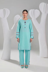 2 PIECE SOLID LAWN SUIT – PASTEL CYAN