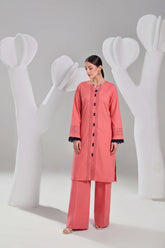 2 PIECE SOLID LAWN SUIT – PEACH CORAL