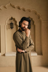 OSKAR OLIVE GREEN MENS STITCHED