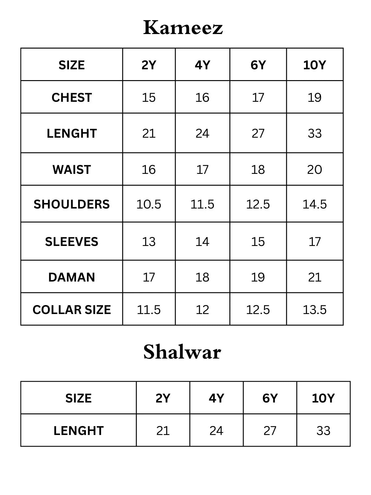 Size Chart