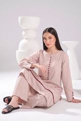 2 PIECE SOLID LAWN SUIT – ALMOND BEIGE