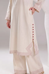 2 PIECE SOLID LAWN SUIT – BONE WHITE