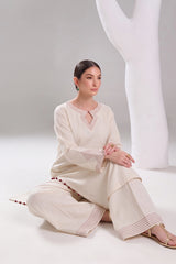2 PIECE SOLID LAWN SUIT – BONE WHITE
