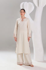 2 PIECE SOLID LAWN SUIT – BONE WHITE