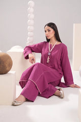2 PIECE SOLID LAWN SUIT – MAGENTA