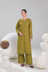 2 PIECE SOLID LAWN SUIT – OLIVE GREEN