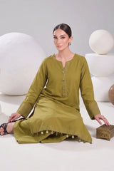 2 PIECE SOLID LAWN SUIT – OLIVE GREEN