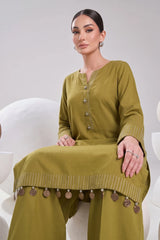 2 PIECE SOLID LAWN SUIT – OLIVE GREEN