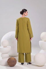 2 PIECE SOLID LAWN SUIT – OLIVE GREEN