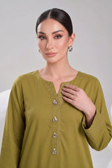 2 PIECE SOLID LAWN SUIT – OLIVE GREEN
