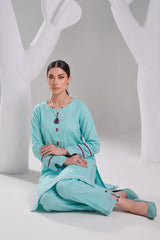 2 PIECE SOLID LAWN SUIT – PASTEL CYAN