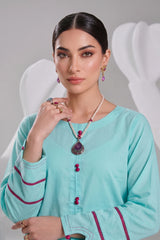 2 PIECE SOLID LAWN SUIT – PASTEL CYAN