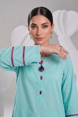 2 PIECE SOLID LAWN SUIT – PASTEL CYAN