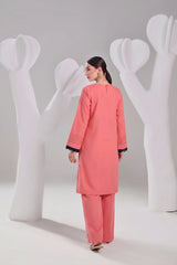 2 PIECE SOLID LAWN SUIT – PEACH CORAL