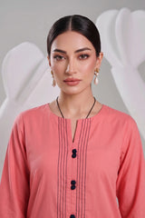 2 PIECE SOLID LAWN SUIT – PEACH CORAL