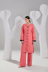 2 PIECE SOLID LAWN SUIT – PEACH CORAL