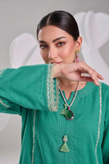 2 PIECE SOLID LAWN SUIT – TURQUOISE GREEN