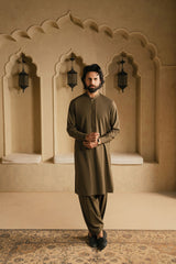 OSKAR OLIVE GREEN MENS STITCHED