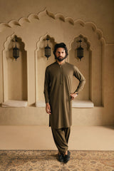 OSKAR OLIVE GREEN MENS STITCHED